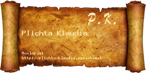 Plichta Klaudia névjegykártya